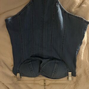 Women's Blue Denim Corset Top